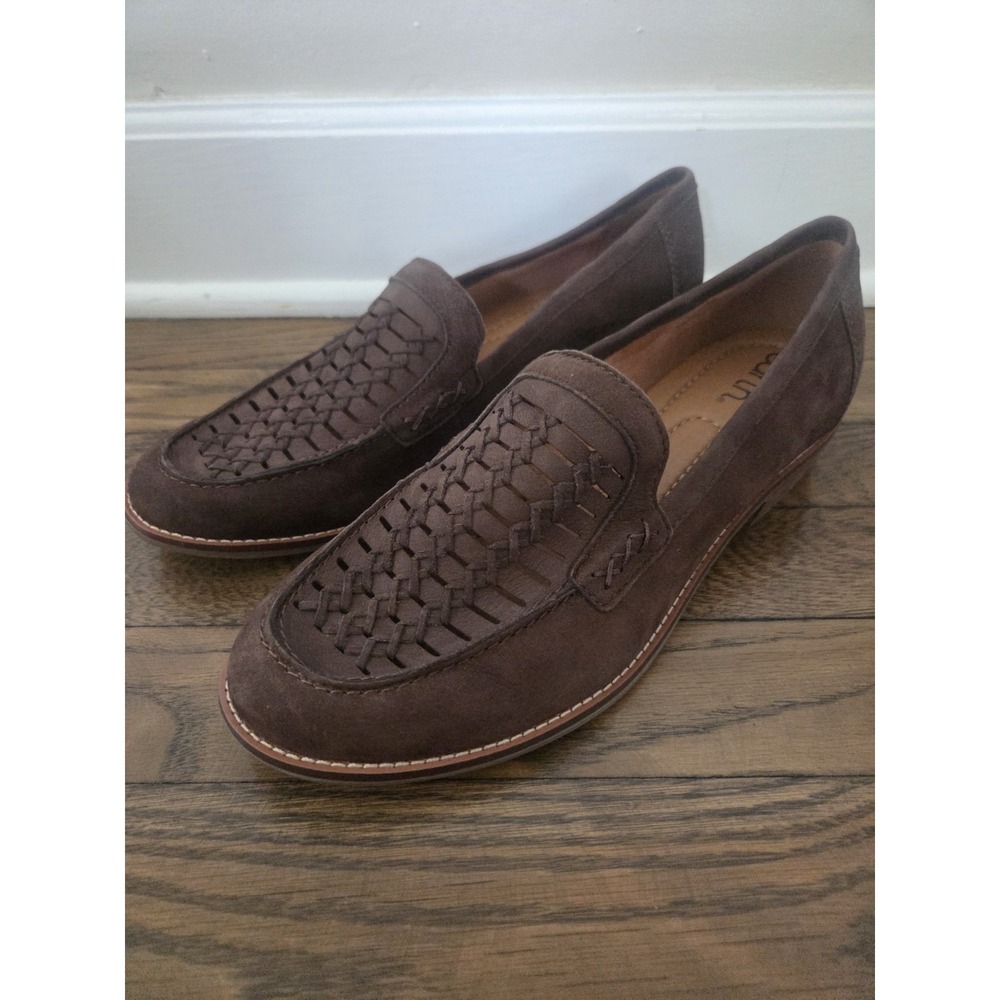 Earth Elona Slip On Shoes Women's 9.5 M Dark Brown Leather Stacked Block Heel